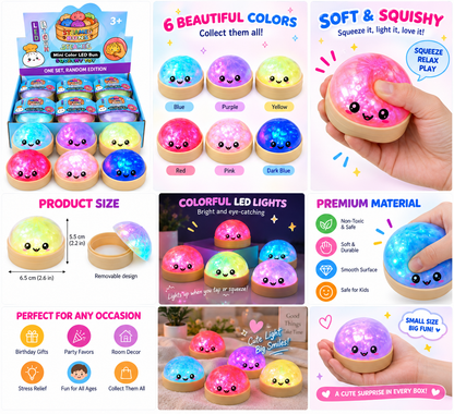 LED Steamed Bun Squishy Toy – Light-Up Colorful Sensory Stress Relief Toy