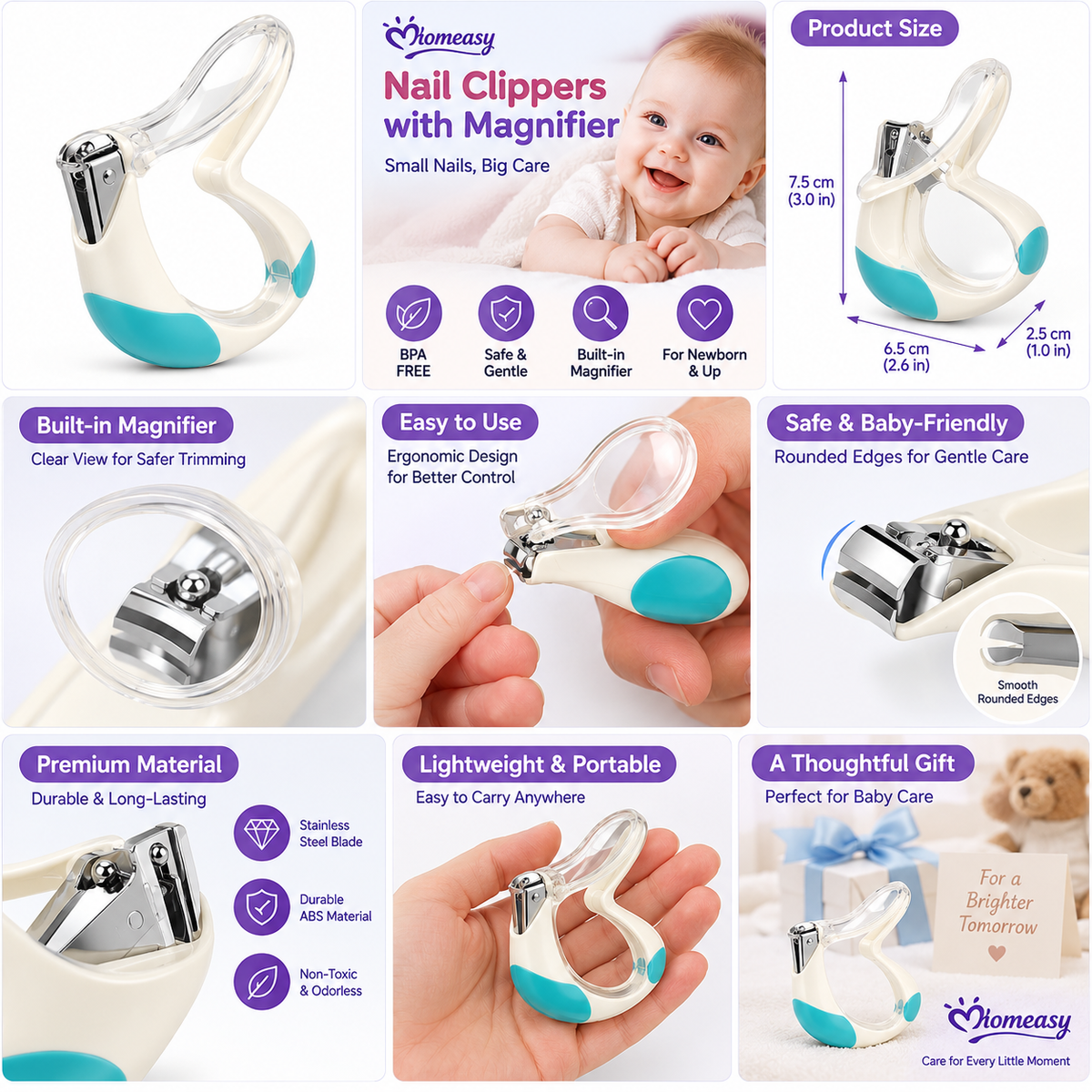 Baby Nail Clippers with Built-In Magnifier