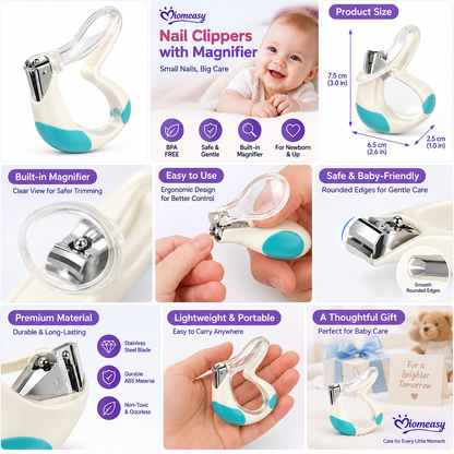 Baby Nail Clippers with Built-In Magnifier