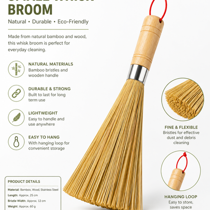 Natural Bamboo Whisk Broom