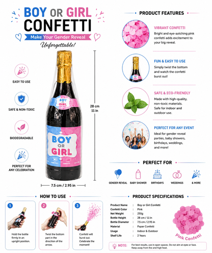 Boy or Girl Gender Reveal Confetti Popper Bottle