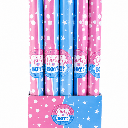 Gender Reveal Confetti Cannon 6 Pack – Pink & Blue Confetti Party Poppers