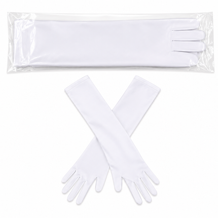 White Long Satin Gloves Opera Length Gloves
