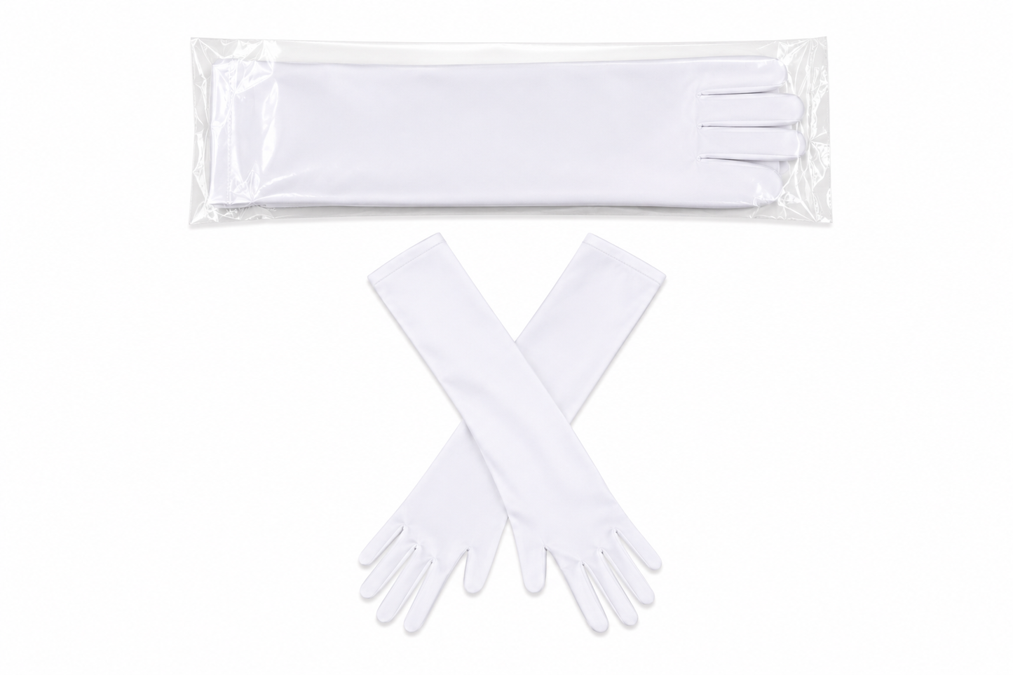 White Long Satin Gloves Opera Length Gloves