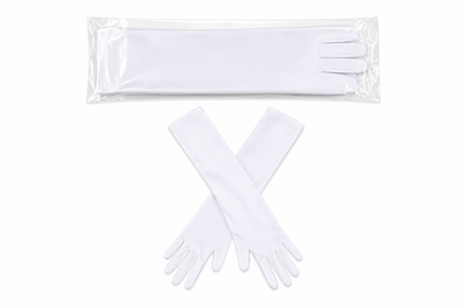 White Long Satin Gloves Opera Length Gloves