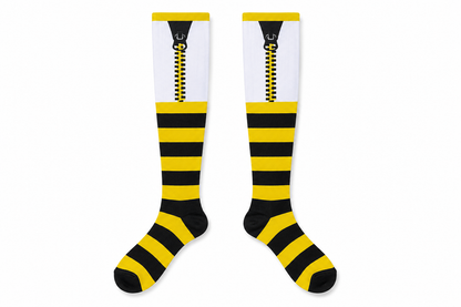 Halloween Costume Knee High Socks Yellow Black