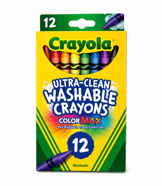 Crayola Washable Crayons 12 Count – Non-Toxic Coloring Supplies