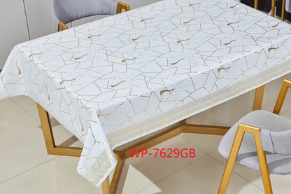 Waterproof Dining Table Cover with Gold Marble Design - 1.37 x 20 m