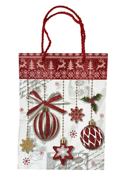 Festive Christmas Party Classic Hanging Ornaments Paper Bag - Medium Size 18x24x8.5 cm
