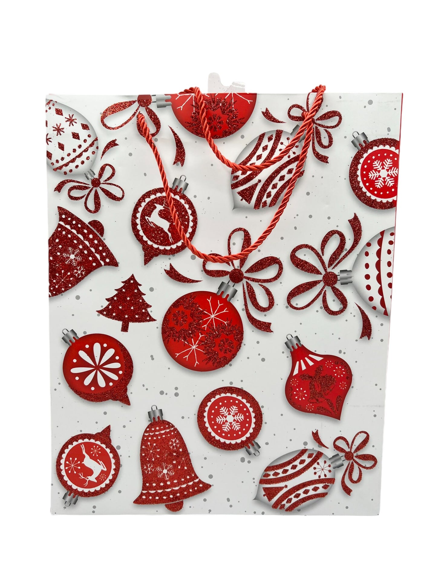 Festive Christmas Party Red & Silver Ornament  Paper Bag - Size Large - 26x32x10 cm