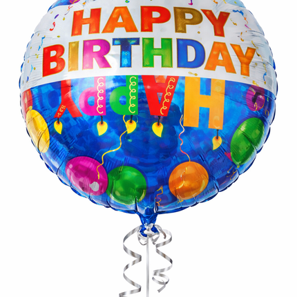 18" Mylar Birthday Balloon-Blue & White