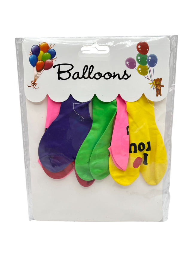 Heart-Shaped Balloons with "I Love You" Message