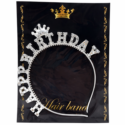 Happy Birthday Headband - Silver and Gold