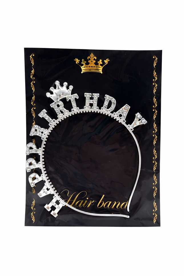 Happy Birthday Headband - Silver and Gold