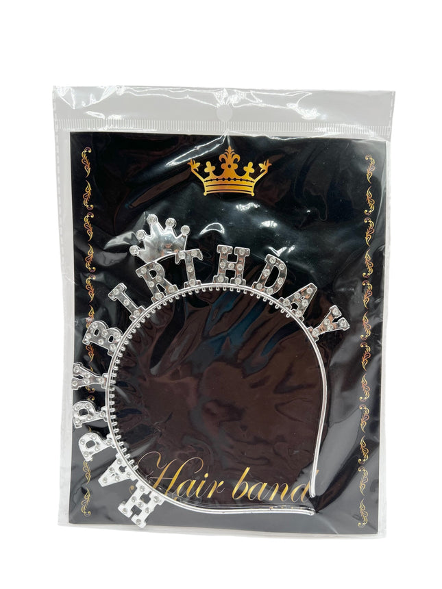 Happy Birthday Headband - Silver and Gold
