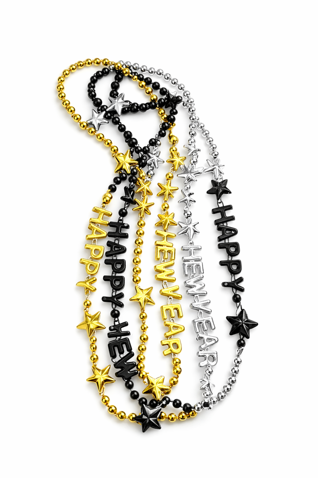 New Year Themed Party Necklace – 3 Pieces per Pack