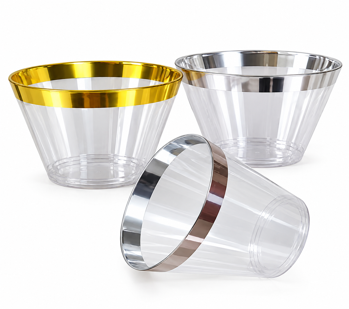 Plastic Silver & Gold Drinking Cups