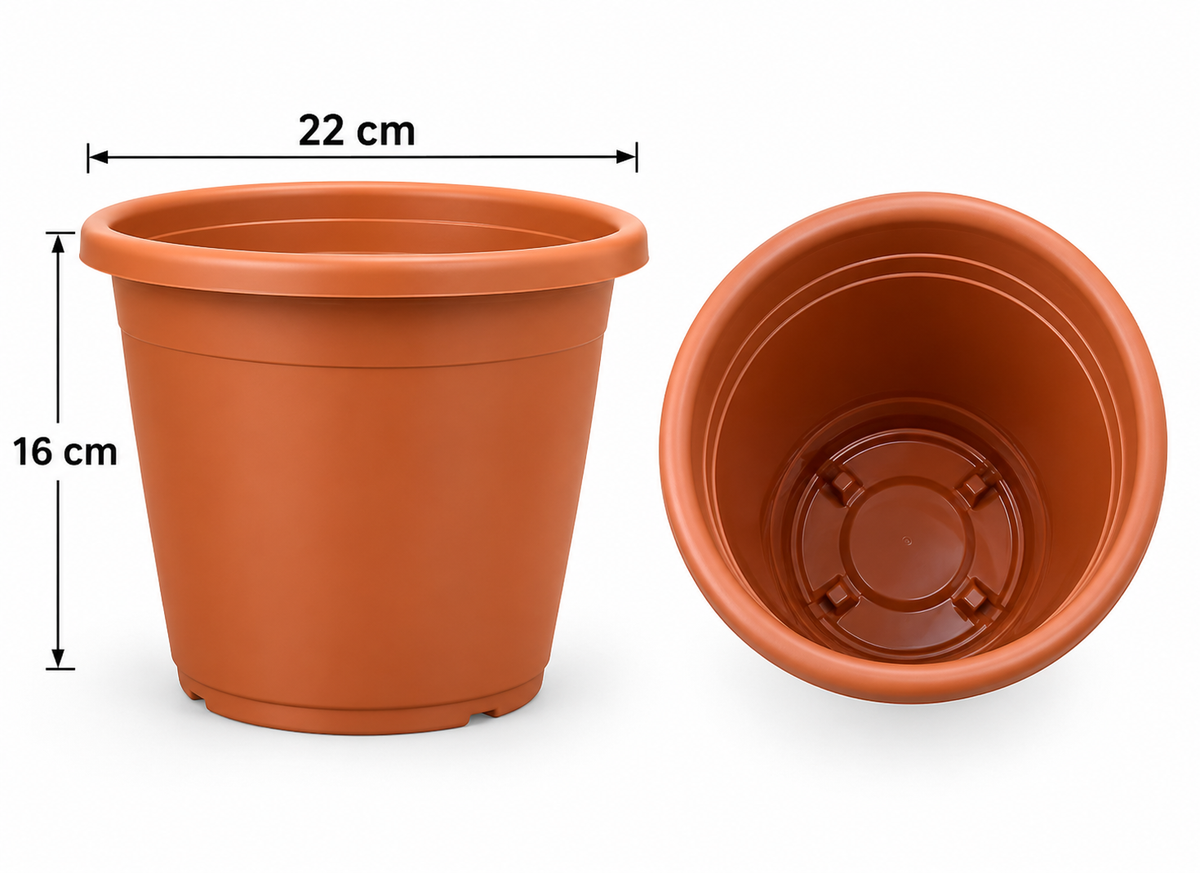 Round Plastic Flower Pot Planter – 22 × 16 cm