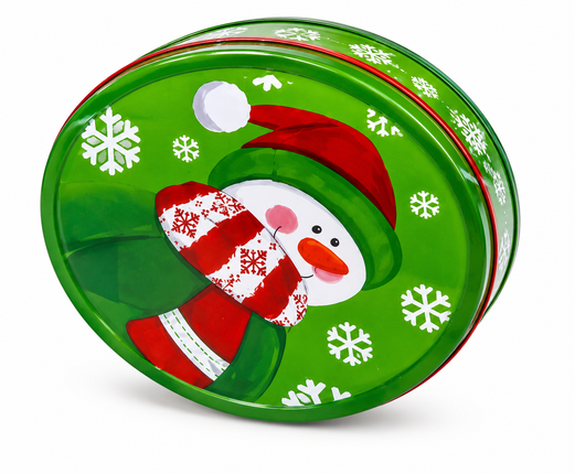 Christmas Round Metal Cookie Tin