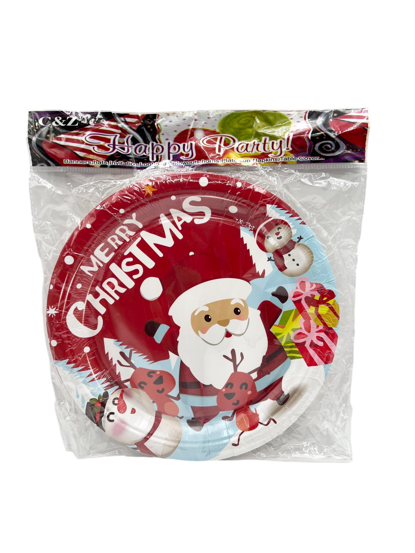 Christmas  Santa Claus Print Paper Plates