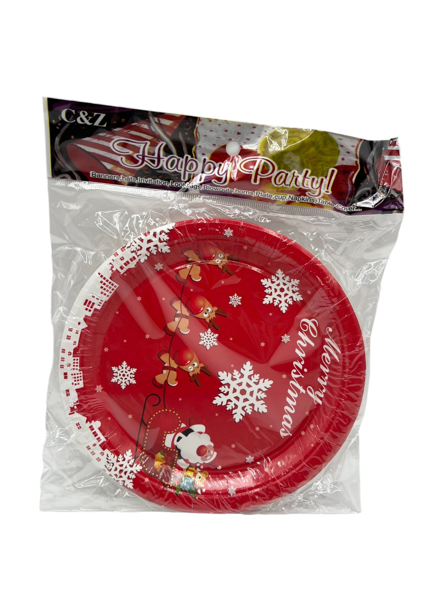 Christmas Party Plates – 7" Red Plates, 10 Plates per Pack