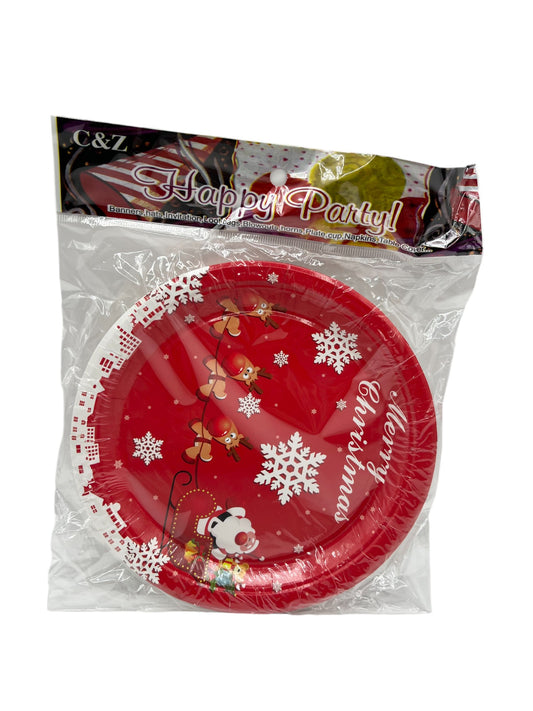 Christmas Party Plates – 7" Red Plates, 10 Plates per Pack