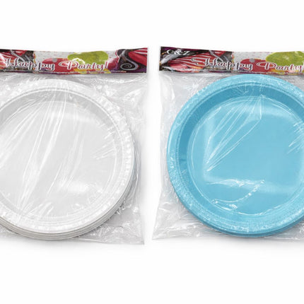 9" Plate -10ct(White/Blue)