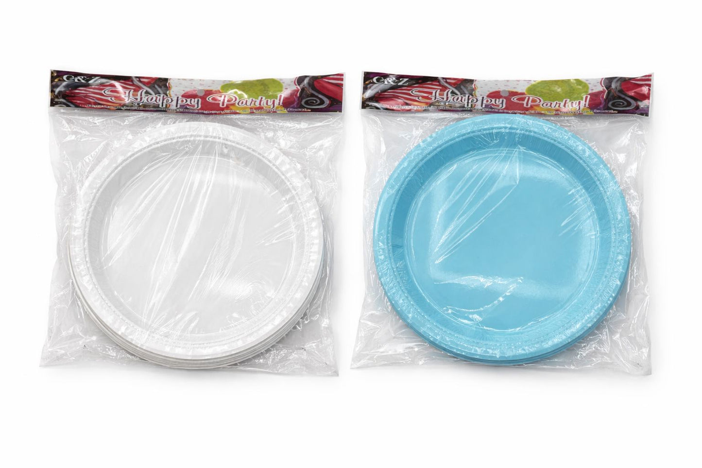 9" Plate -10ct(White/Blue)