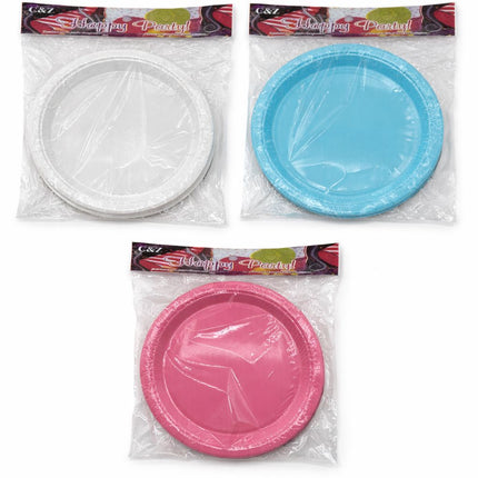 7" Plate -10ct(White/Blue/Pink)