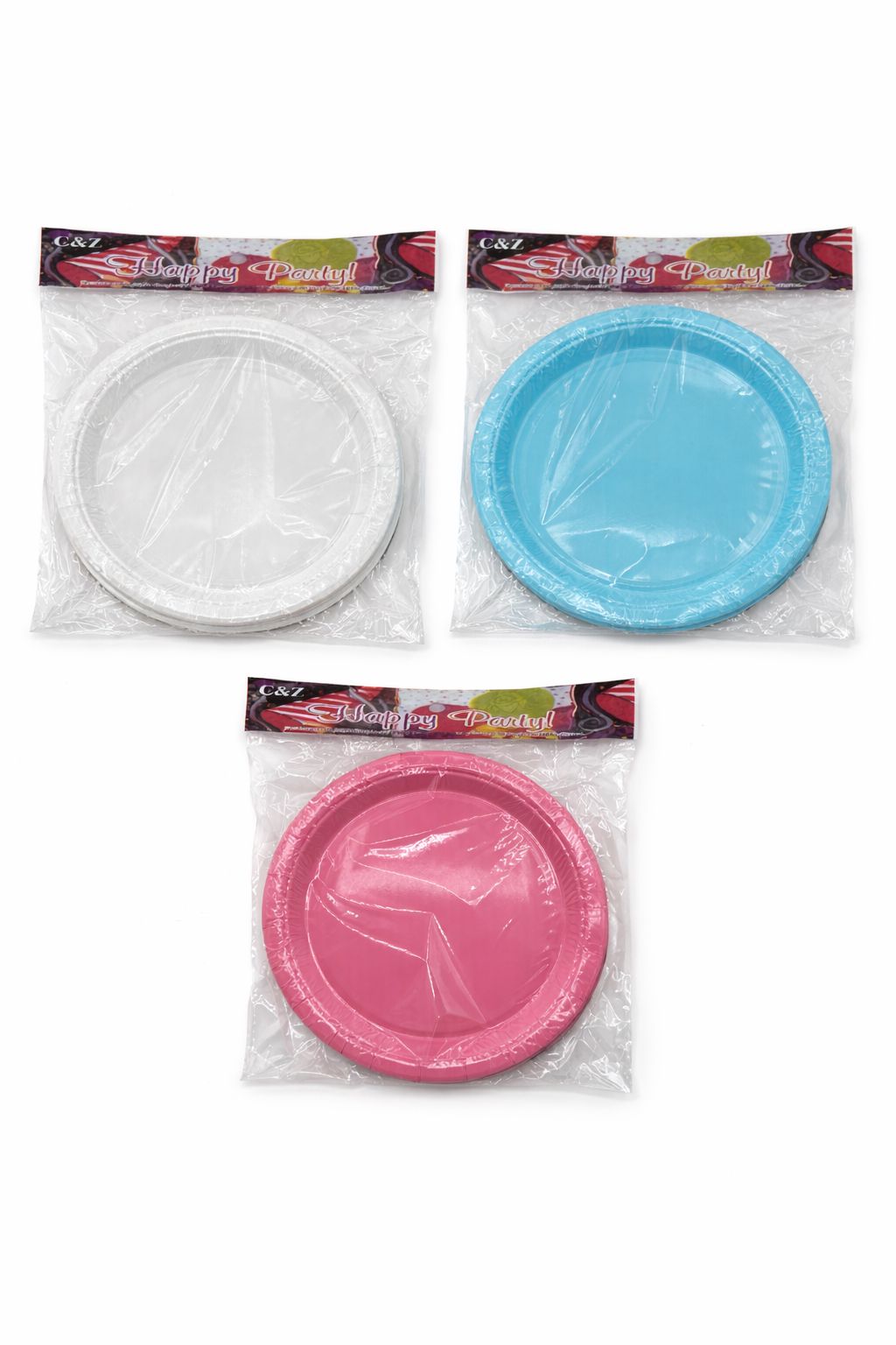 7" Plate -10ct(White/Blue/Pink)