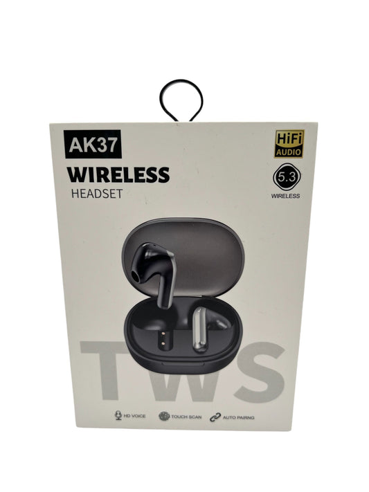 AK37 Wireless Earbuds – TWS Bluetooth Earphones with Charging Case Black Color