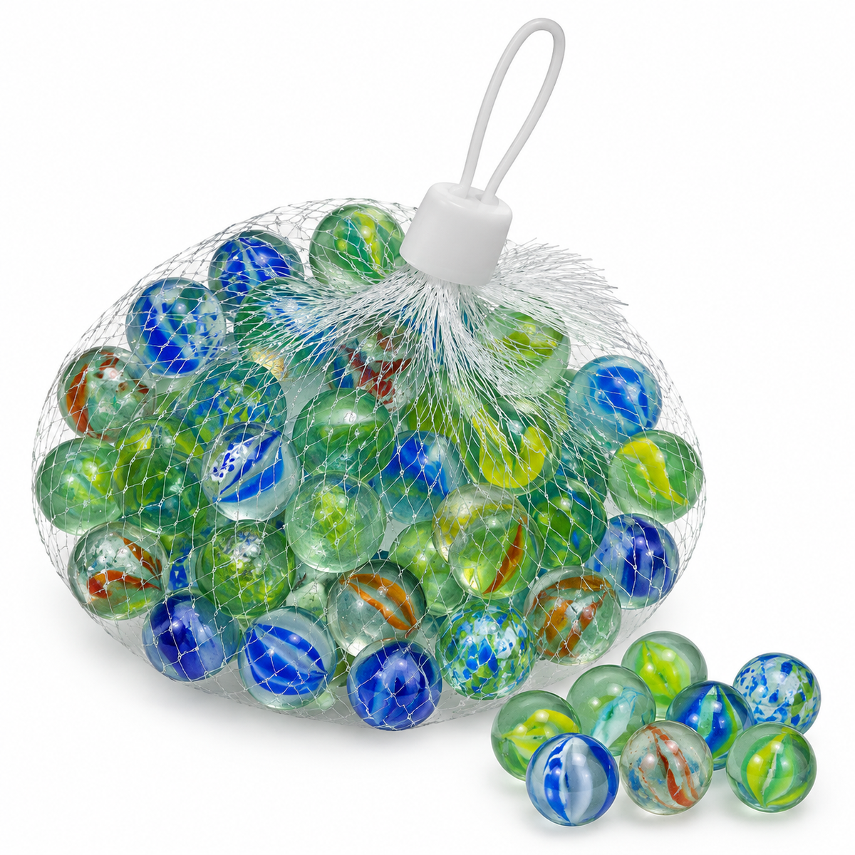 Blue & Green Swirl Glass Marbles
