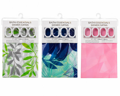 Bathroom Shower Curtain Set with Hanging Rings