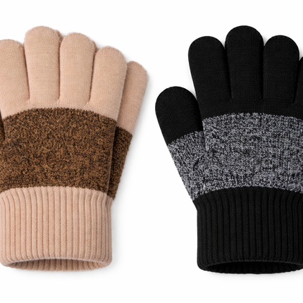 Cozy Comfort Black & Beige Color Gloves - Mix colors