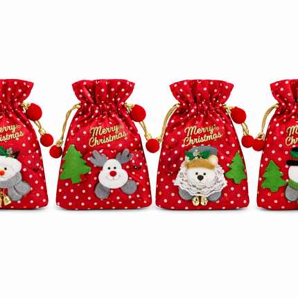 Festive Christmas Elegant Gift Bag - 12 pieces - 5 design mix