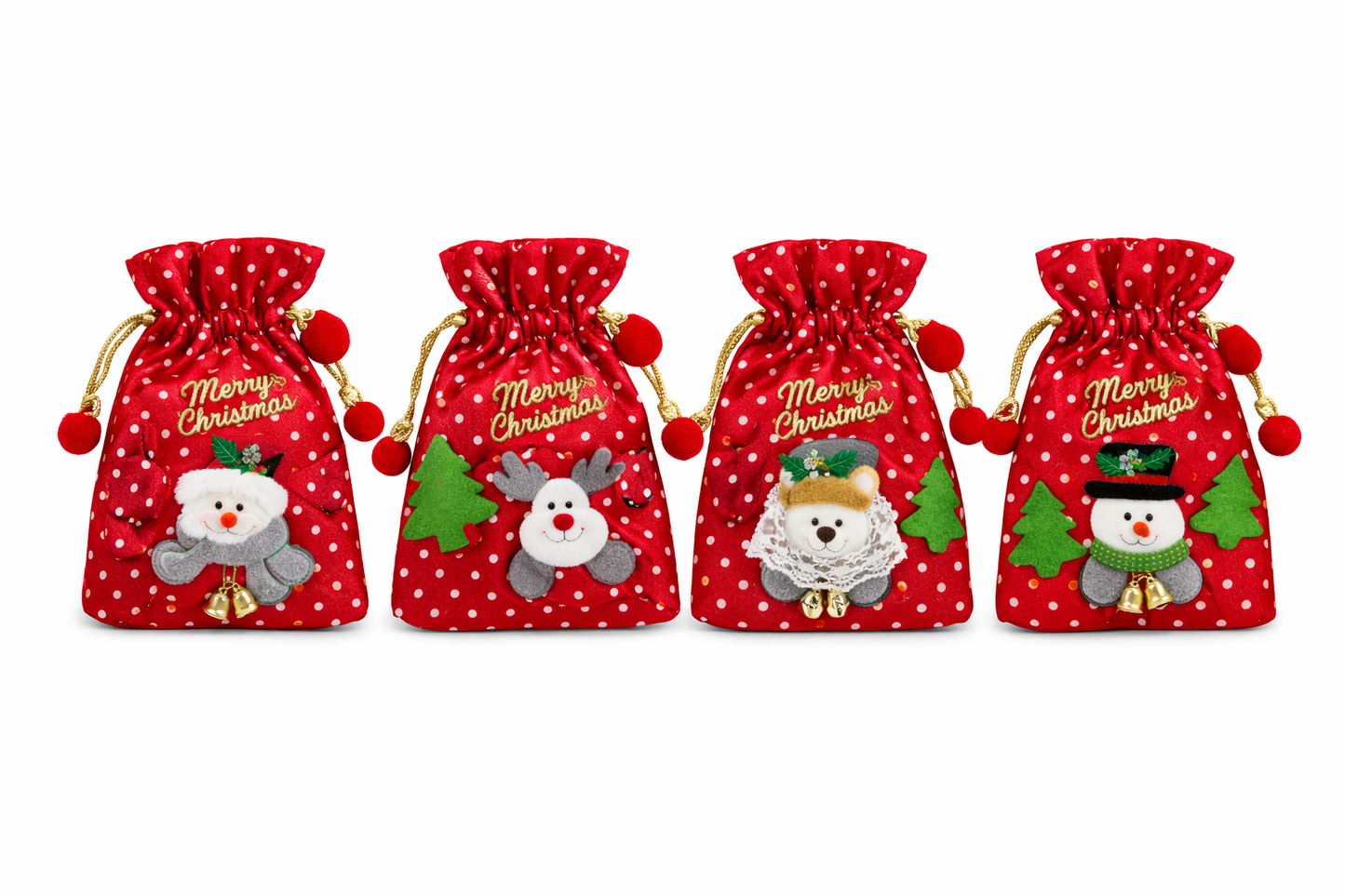 Festive Christmas Elegant Gift Bag - 12 pieces - 5 design mix