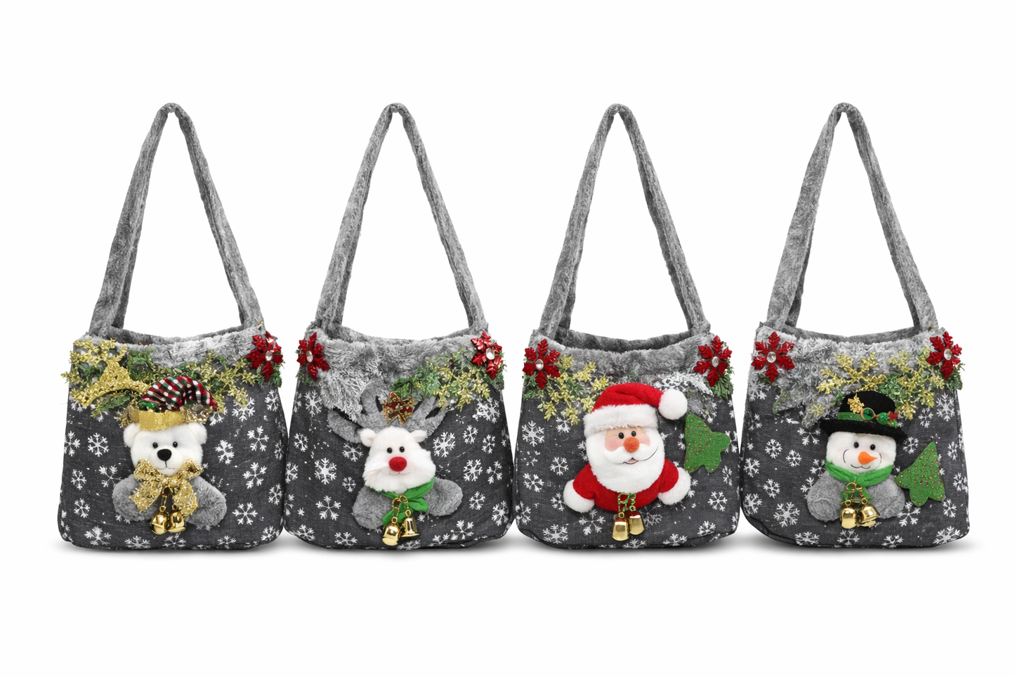Festive Christmas Gift Bag - 12 pieces - 5 design mix