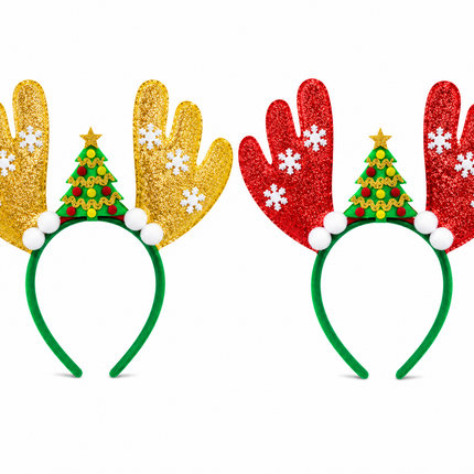 Gold & Red Reindeer Party Headbands