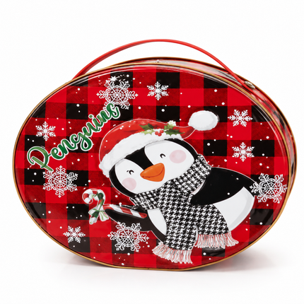 Christmas Metal Gift Tin Box with Handle