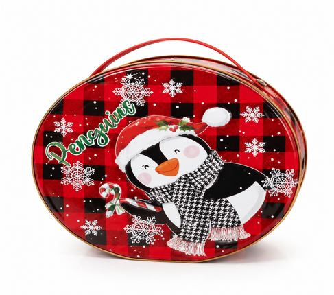 Christmas Metal Gift Tin Box with Handle