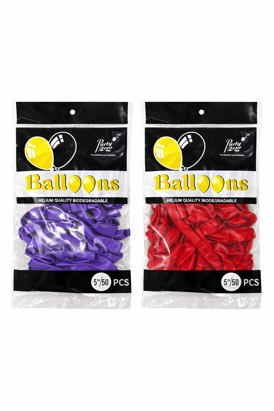 5" Latex Balloon -50ct White, Black, Red,Royal Blue, Gold, Silver, Purple,Lavender,Baby Pink,Hot Pink