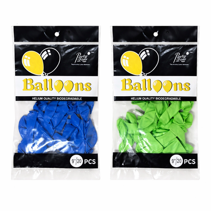 Latex Balloons - 9" (20 Pack)  Colors- White,Black,Red,Royal Blue, Gold,Silver,purple,Lavender, Baby Pink,Hot pink