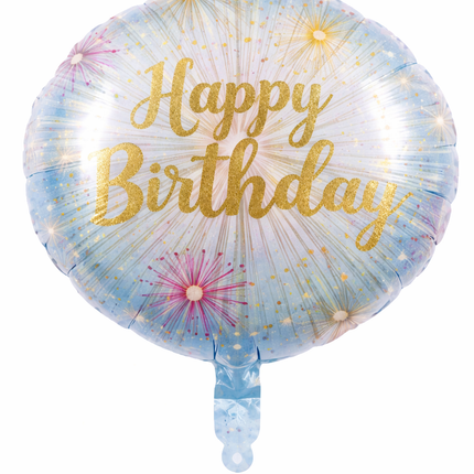 18" Mylar Birthday Balloon-White with Gold letters