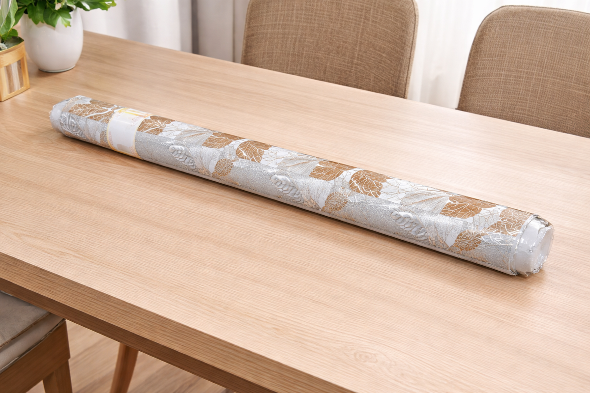 Leaf Print Table Cloth Roll Dining Tables & Kitchen Use - 1.37 x 20 m