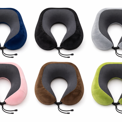 Soft Velvet Neck Support Pillow with Memory Foam Filling - Multi Color