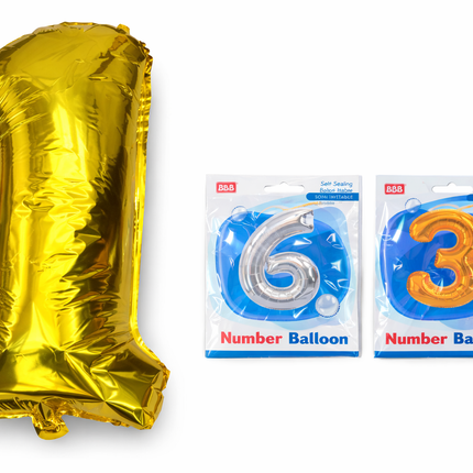 34" Number Balloons (Gold/silver)