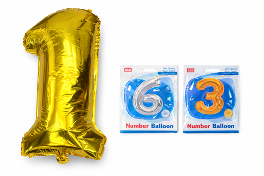 34" Number Balloons (Gold/silver)