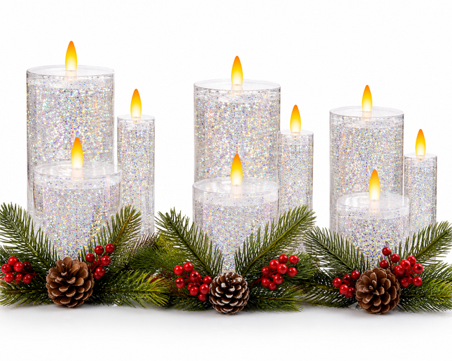 Christmas Flameless LED Candle Set 11.5 x 10.5 x 20 cm
