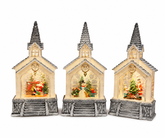LED Lighted Christmas Church Lantern 14 x 8.5 x 29 cm