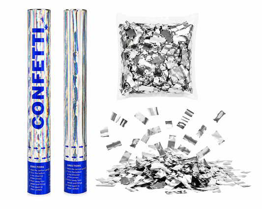 Party Popper - Silver Metallic Confetti Cannon Set 60cm